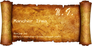 Mancher Irma névjegykártya
